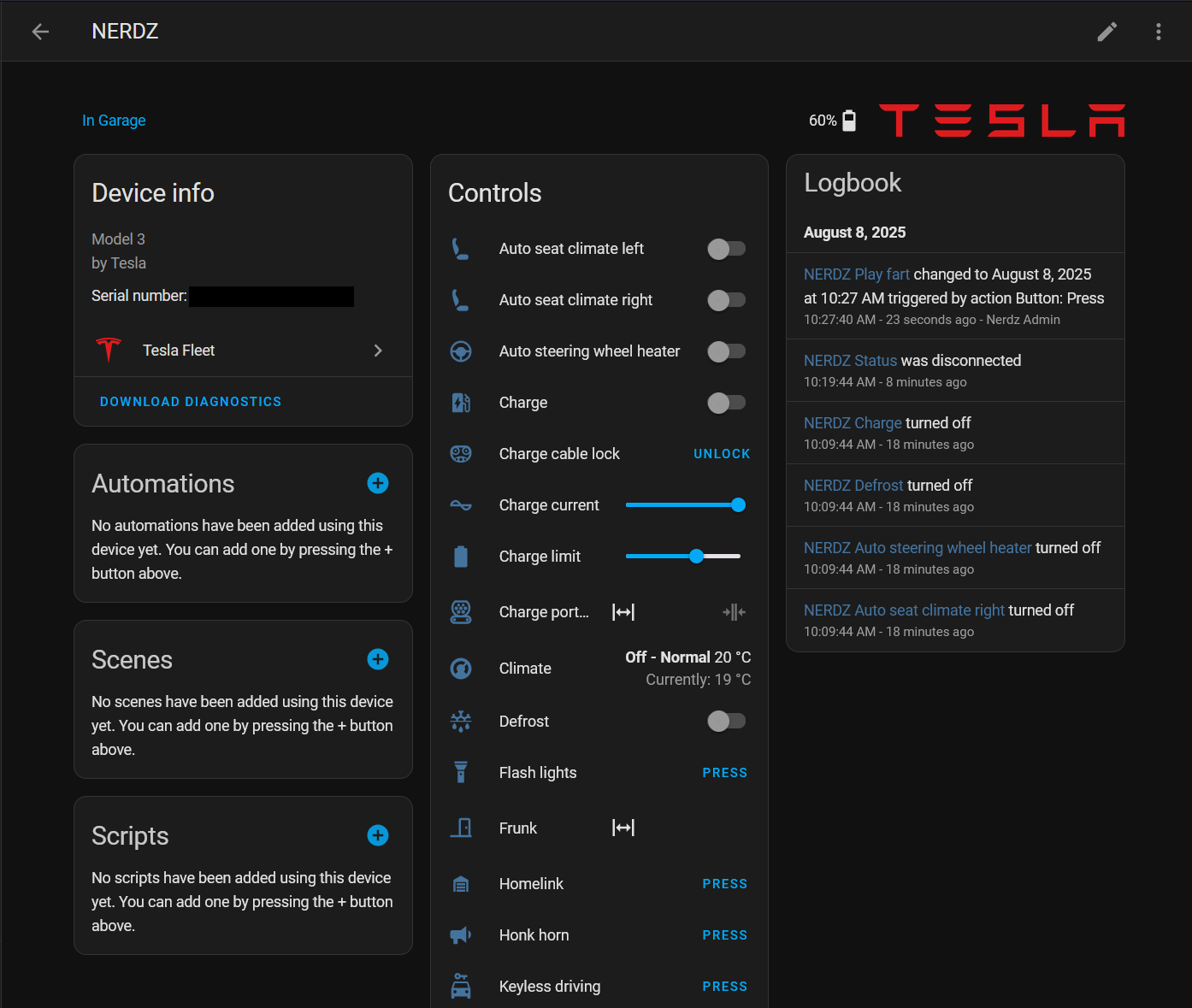 Tesla Fleet in HASS